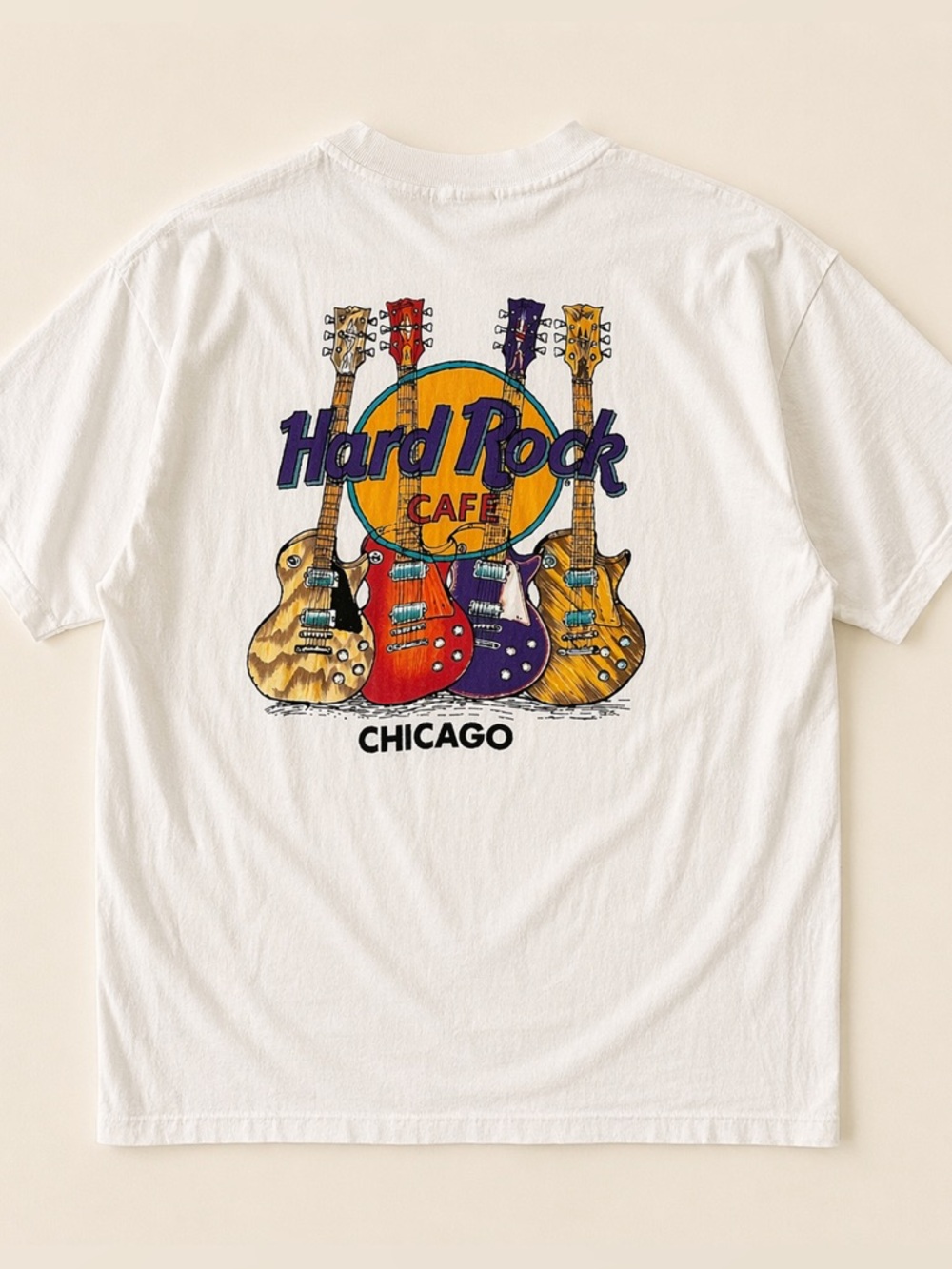 Vintage Hard Rock Cafe Chicago Graphic Tee White Medium
